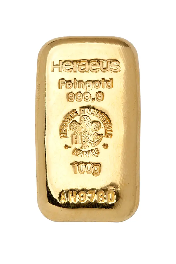 100g Goldbarren gegossen